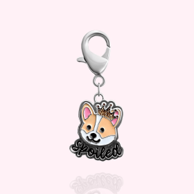 "Spoiled" Dog Collar Charm (Color: silver)