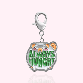 "Always Hungry" Dog Collar Charm (Color: silver)