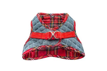 Step-In Denim Harness (Color: Denim & Red Plaid, size: XL)
