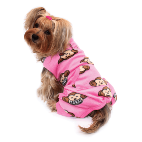 Silly Monkey Front Sleeveless Fleec Pajamas (Color: Pink, size: M)