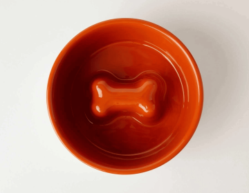 Jax & Bones Bone Slow Feeder Bowl (Color: Orange, size: medium)