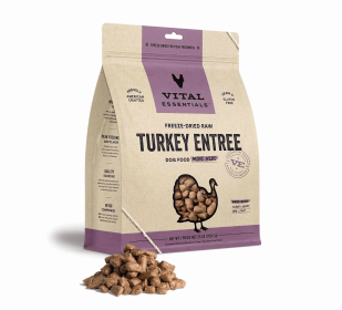 Vital Essentials(R) Freeze-Dried Raw Turkey Entree Dog Food Mini Nibs, (size: 25 oz)