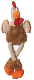 goDog Checkers Skinny Rooster Brown w/Chew Guard Plush Dog Toy (size: small)
