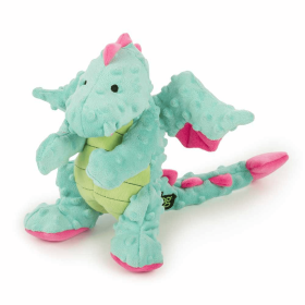 goDog Dragon w/Chew Guard Plush Dog Toy (Color: Coral, size: small)