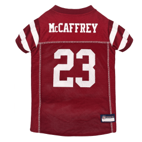 Christian Mccaffrey Pet Striped Jersey (San) (Color: Team Colors, size: Md)
