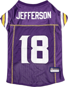 Justin Jefferson Pet Jersey (Min) (Color: Team Colors, size: Md)
