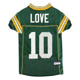 Jordan Love Pet Striped Jersey (Gbp) (Color: Team Colors, size: XL)