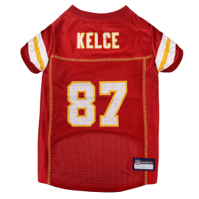 Travis Kelce Pet Striped Jersey (Kcc) (Color: Team Colors, size: Md)