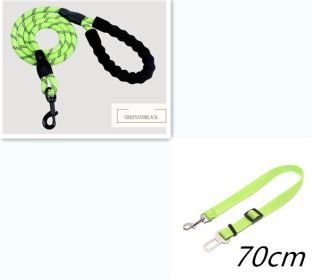 dog harness set; with leas frog leash pet mesh breathable small dog chest back retractable dog leash pet harness (Option: Green set)