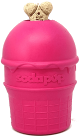 SP Ice Cream Cone Durable Rubber Chew Toy and Treat Dispenser (Color: Pink, size: large)