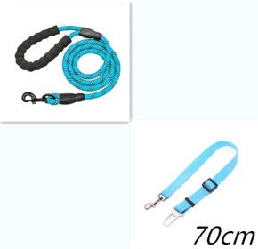 dog harness set; with leas frog leash pet mesh breathable small dog chest back retractable dog leash pet harness (Option: Blue set)