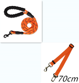 dog harness set; with leas frog leash pet mesh breathable small dog chest back retractable dog leash pet harness (Option: Orange set)