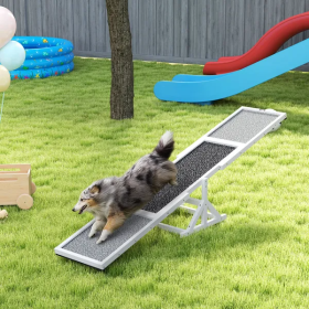 Wooden Dog Agility Seesaw For Training And Exercise, Weather Resistant, 83 L X 16 W X 14 H Inch (Color: White)