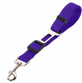 High Quality Durable Pet Cat Dog Vehicle Leash Nylon Adjustable Car Seat Dog Safety Belt Pet Leashes (Color: Purple)